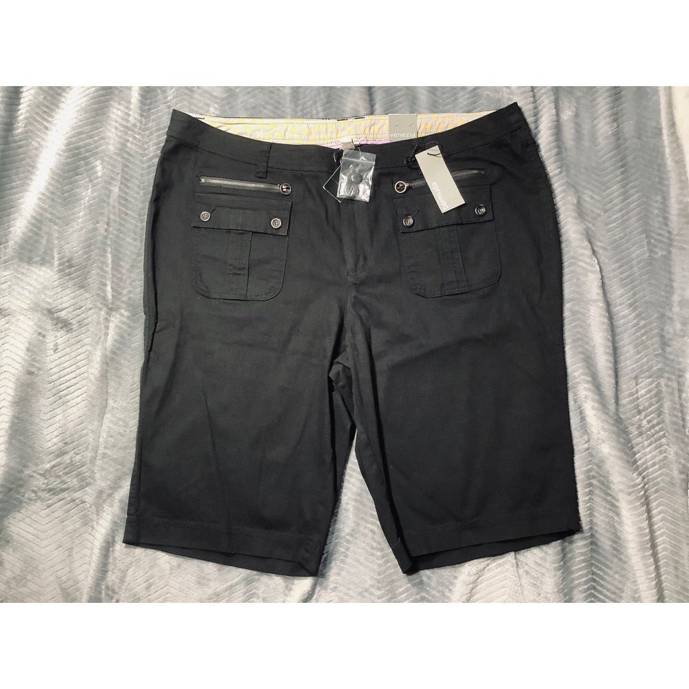 New Venezia Bermuda Shorts 24 Womens Black Stretch
